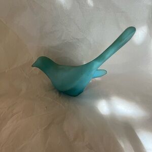 Vintage Fenton Glass Satin Glass Bird Of Happiness Figurine Blue EUC